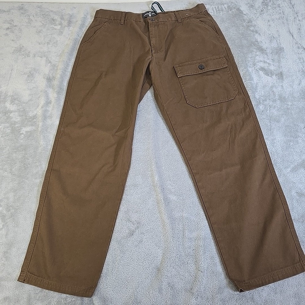 Houston White Cargo Pants Mens Large Brown Relaxed Fit Midweight Cotton Twill